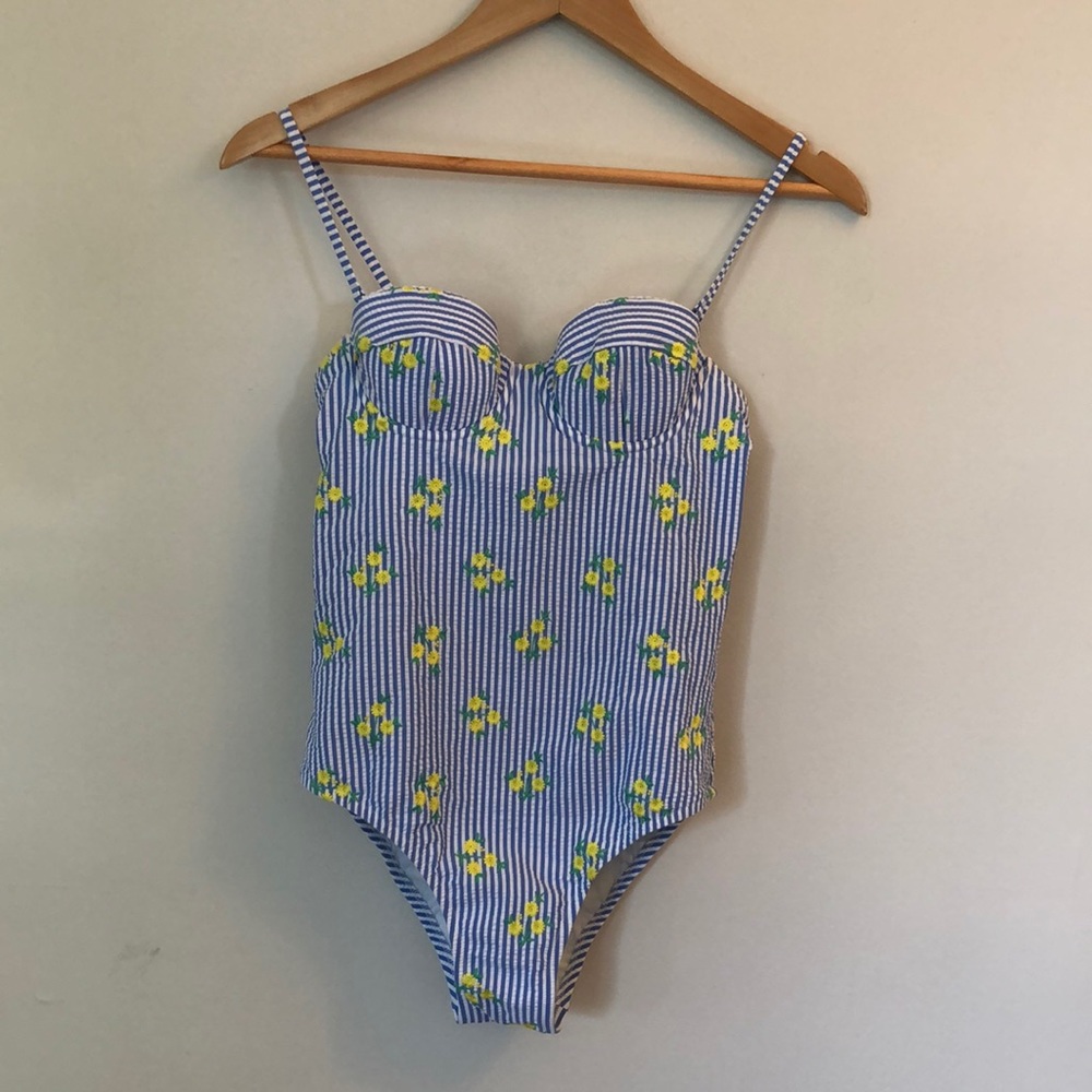 JCrew Embroidered One Piece Bathing suit Size 2